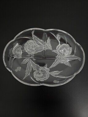 Mikasa Floral Savoir Vivre California Poppies Oval Divided Glass Dish